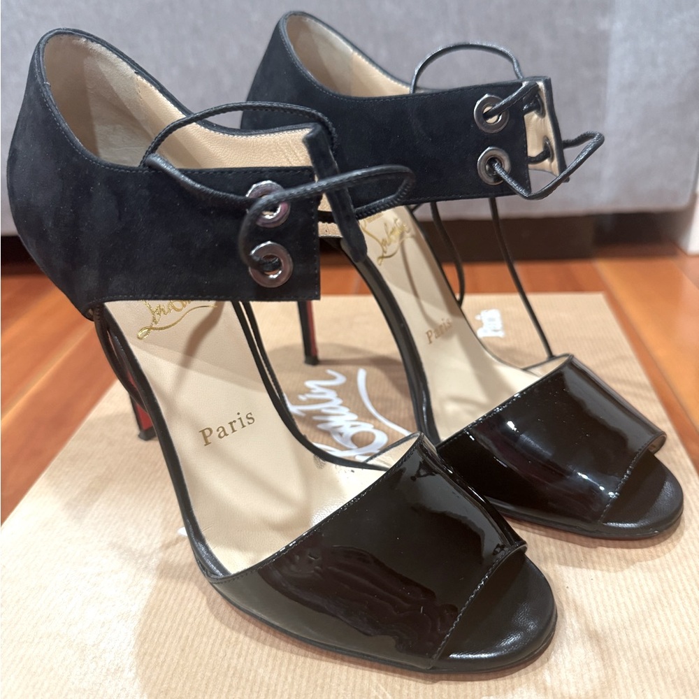 Christian louboutin Mayerling 100 patent/suede sandals